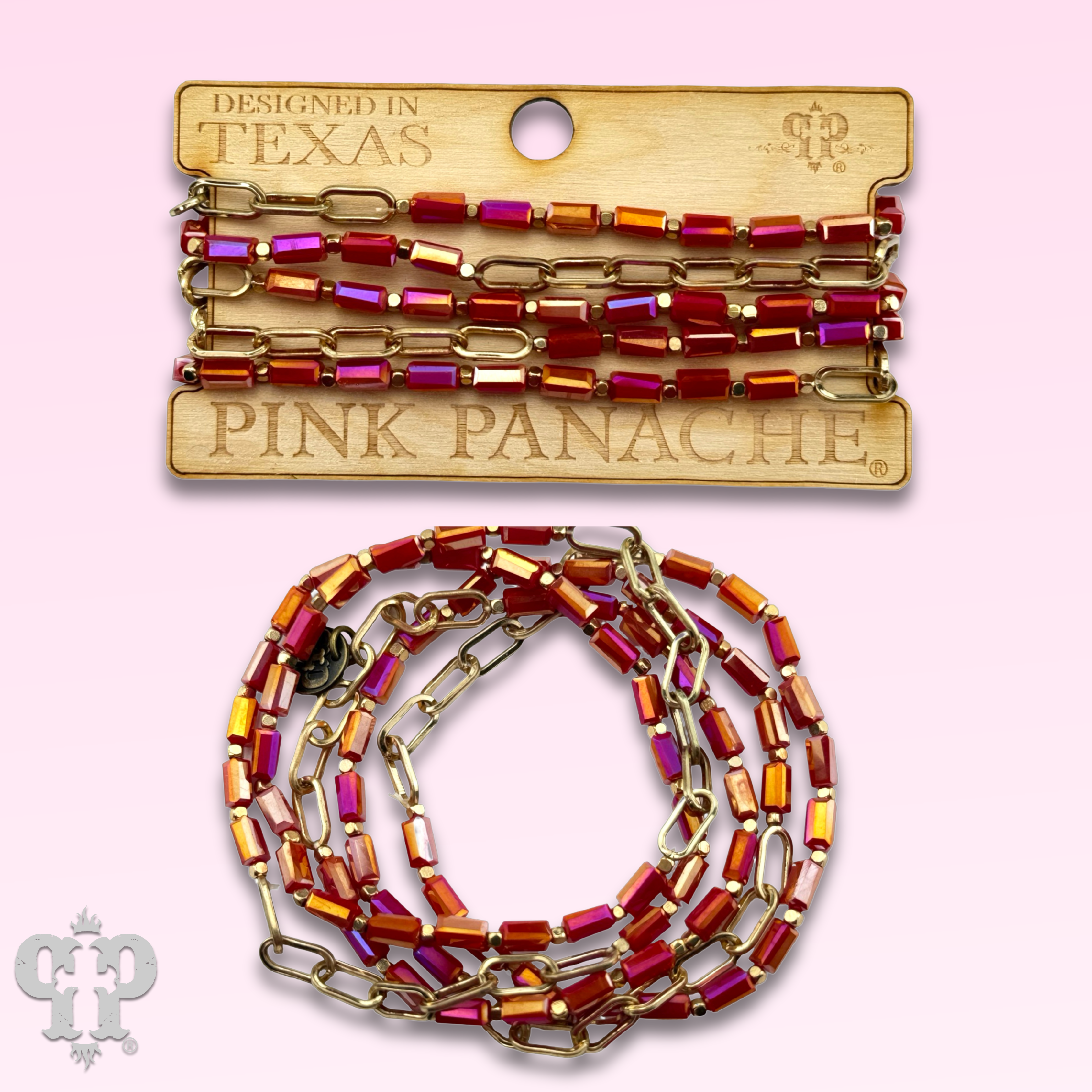 Red bead and gold chain bracelet set, last call for wholesale on Faire0