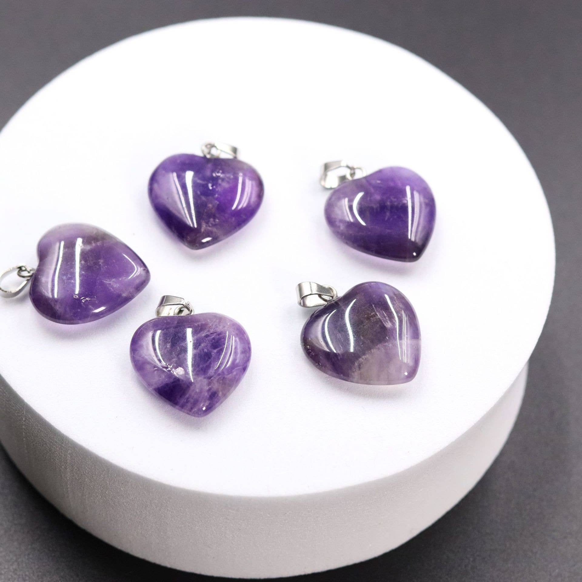 Gemcohub – wholesale Spiritual stone/crystal – Amethyst Pendant Agate Heart Necklace Natural Stone0