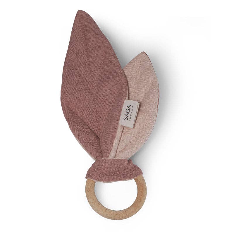Saga Copenhagen – wholesale Teether (not clip-on) – Baby – Baby Sensory Toys - Teething Ring - Rose - Organic Cotton0