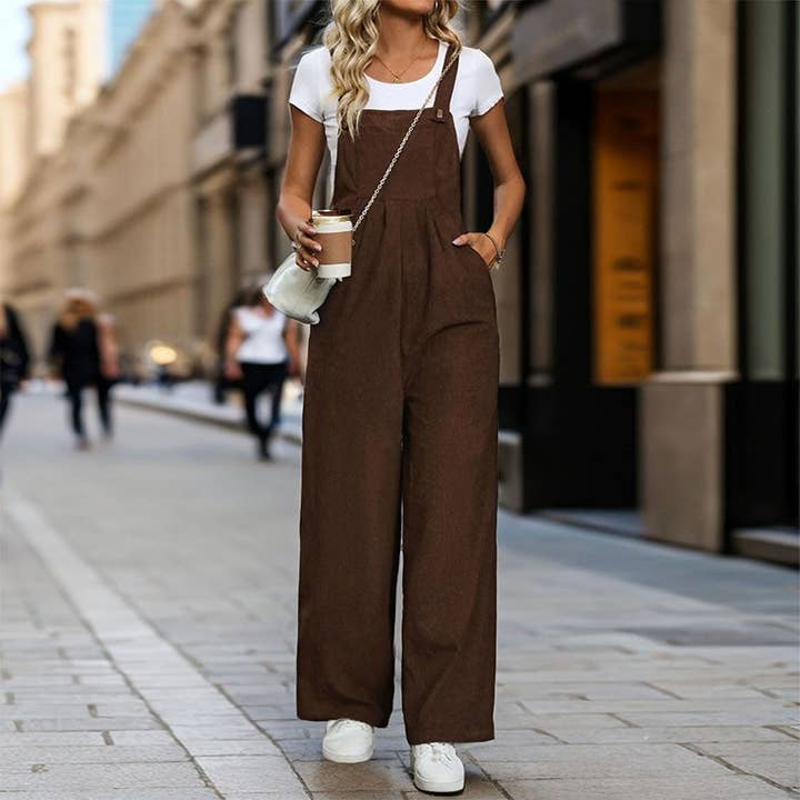 Solid Color Corduroy Overalls for wholesale by FurDecoration