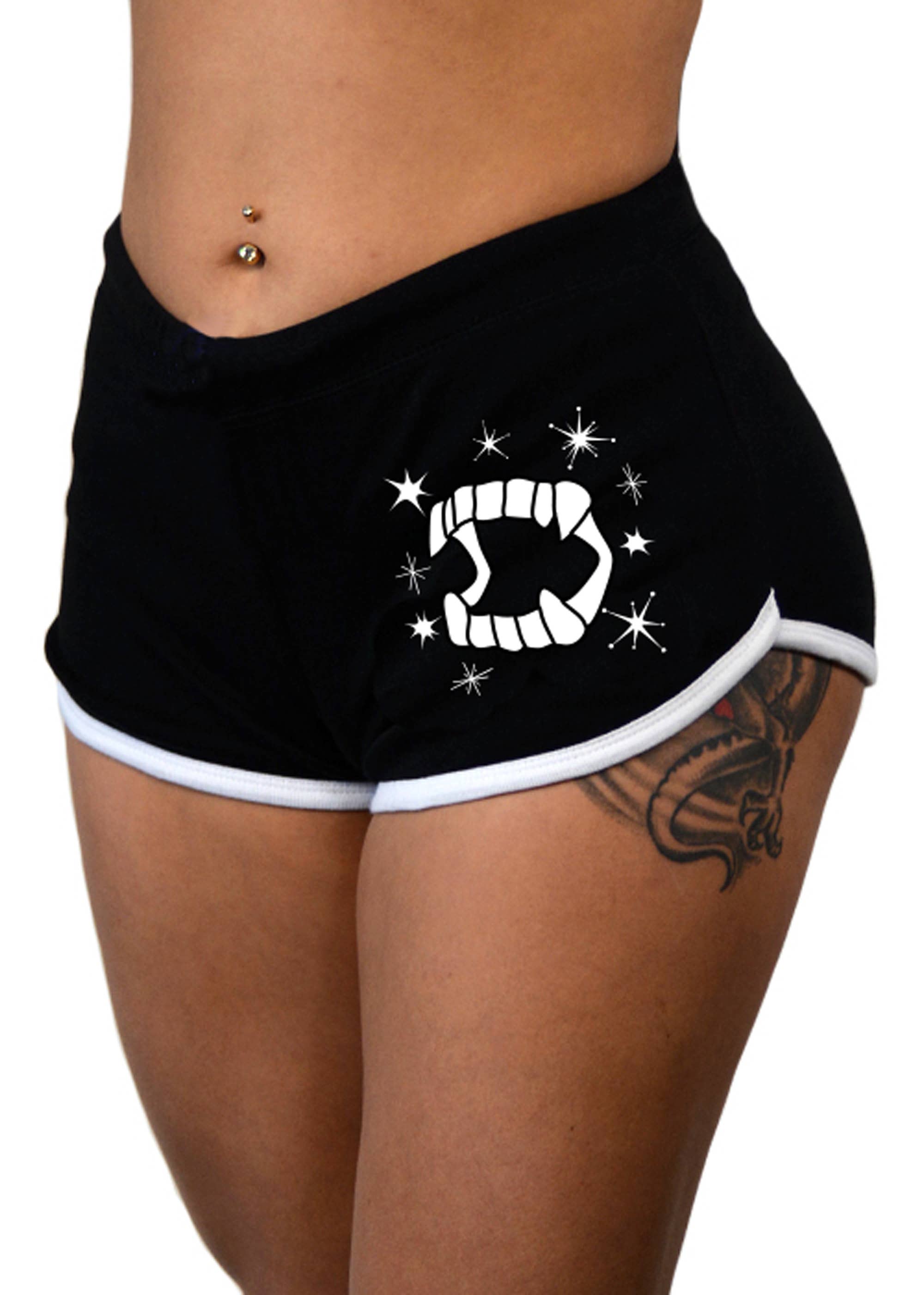 Noir Blanc PS1458S-BLACK WHITE | Vamp Fangs* | Shorts pour femmes  en vente sur Faire0
