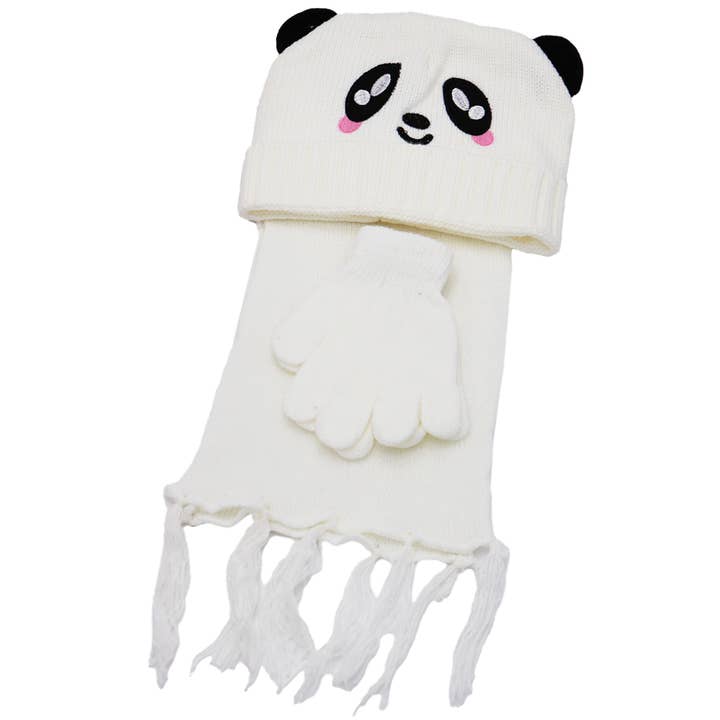Cap Zone - Wholesale Winter accessory set – kids - Kids 3 Pcs Panda Beanie, Wrap Scarf, and Gloves4