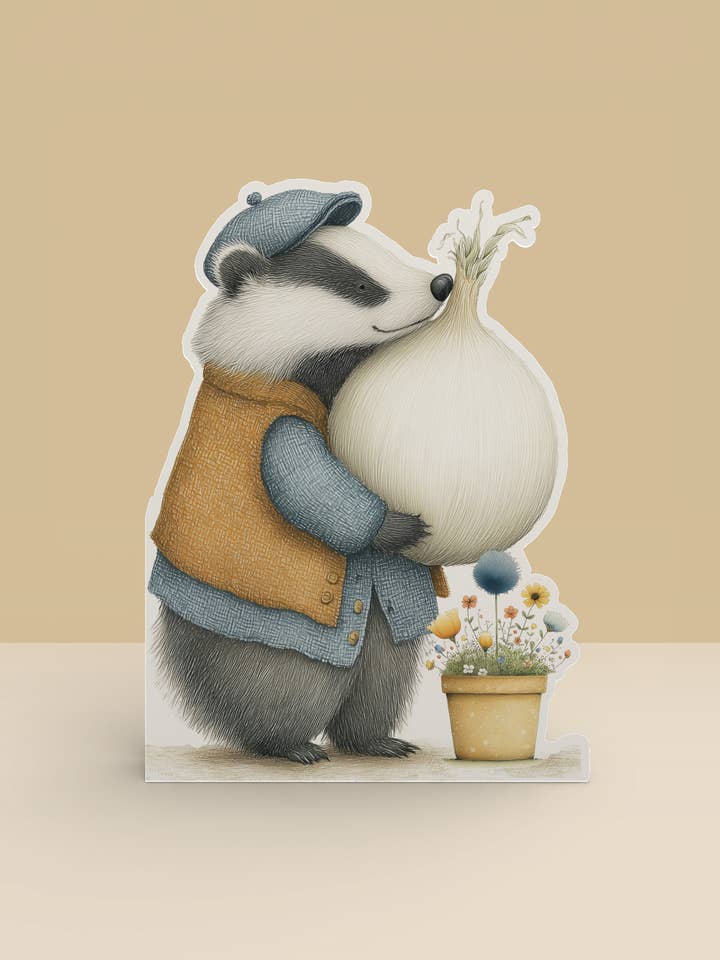 Gardening Greeting Card, Die-cut: 'The winning onion' for wholesale by Under the Oak Tree