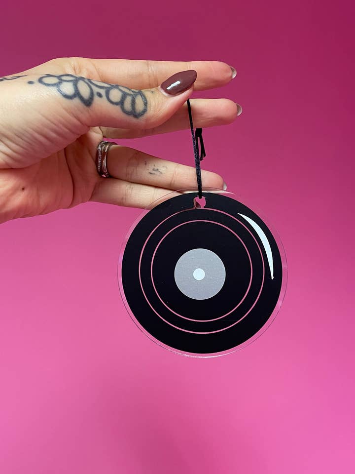 LP vinyl record acrylic christmas tree ornament festive decoration decor for wholesale by Buba Goods