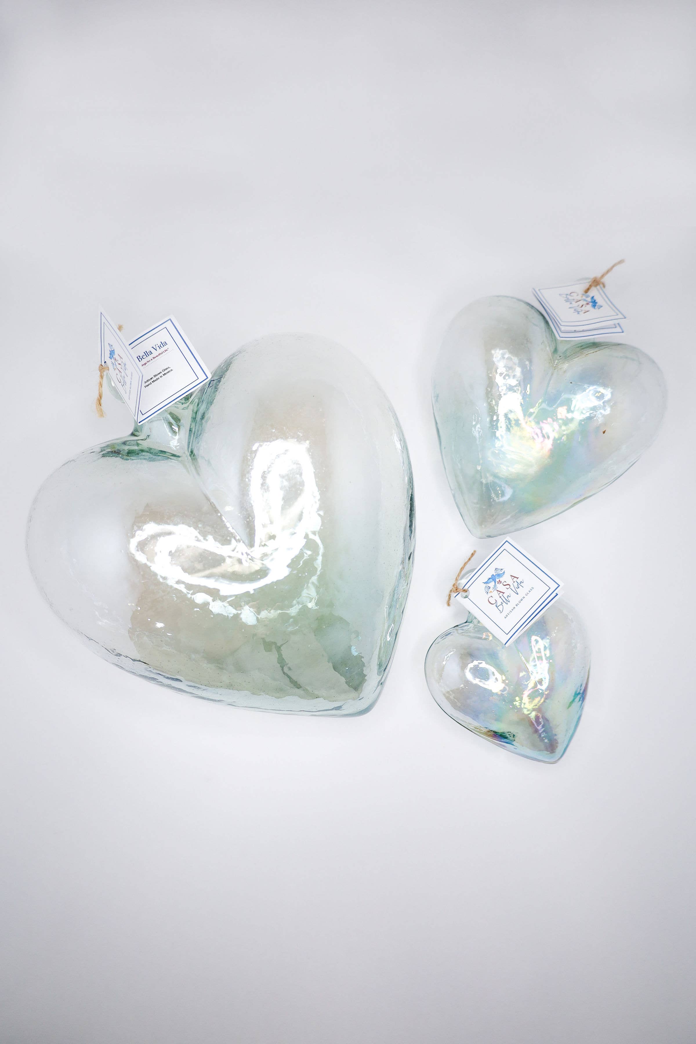 Casa Bella Vida - Wholesale Ornament - Blown Glass Heart - Clear - Medium1