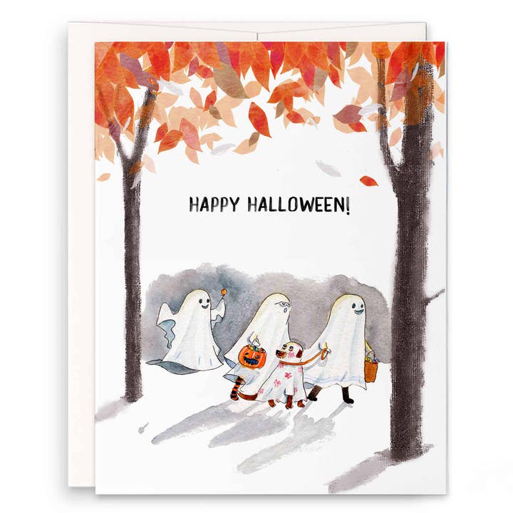 Trick eller behandla spöke vänner - Roliga Halloween kort för wholesale av Liyana Studio