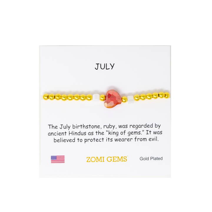 Tiny Treats and ZOMI GEMS - Wholesale Beaded Bracelet - Kids - Stretchy Gold Bead Heart Birthstone Bracelets for Kids1