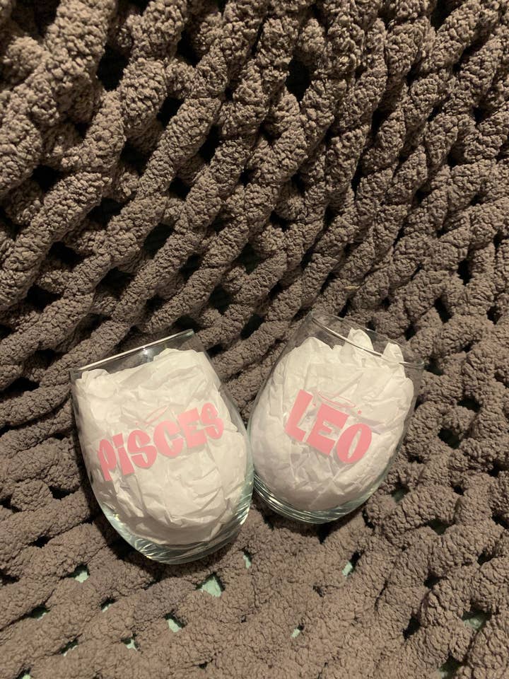 Zodiac Sign Wine Glasses/ Y2K Theme Wine Glass for wholesale by Sylv's Art Creations