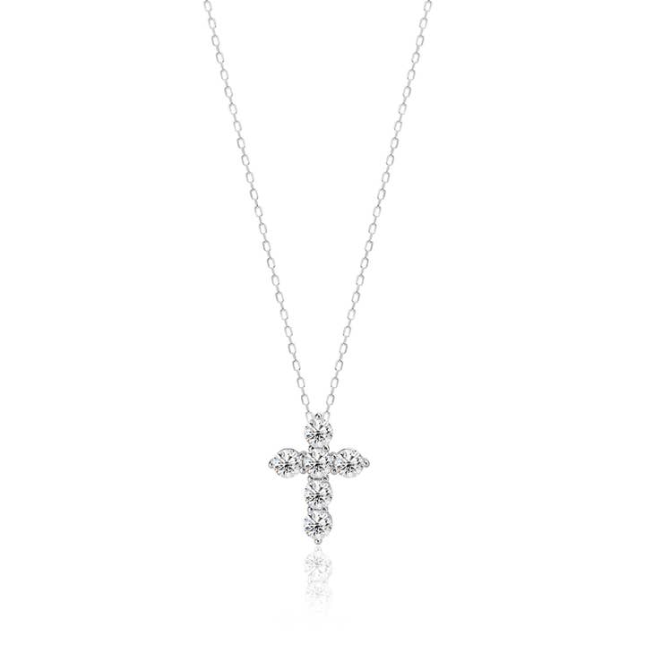 Cubic Zirconia Cross Sterling silver Necklace for wholesale by NYMAN JEWELERS