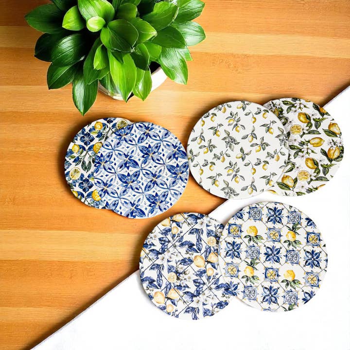 Gia Roma - Wholesale Coasters - Mediterranean Lemon Coasters | Coastal Blue & Yellow Accents16
