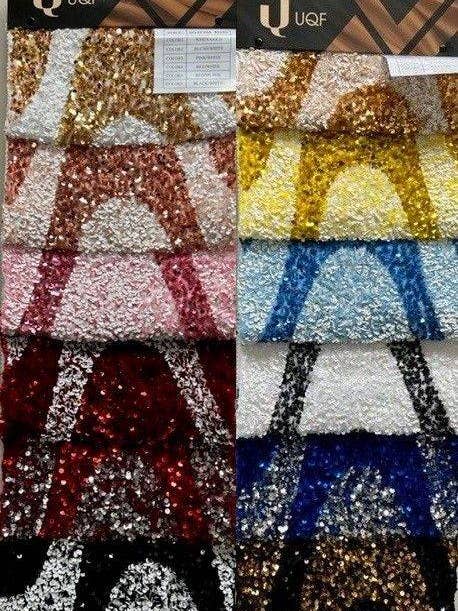 Selectra Waves Stretch Velvet Sequin Fabric by the Yard, Glitter Spandex Material for wholesale by Fabrics Star