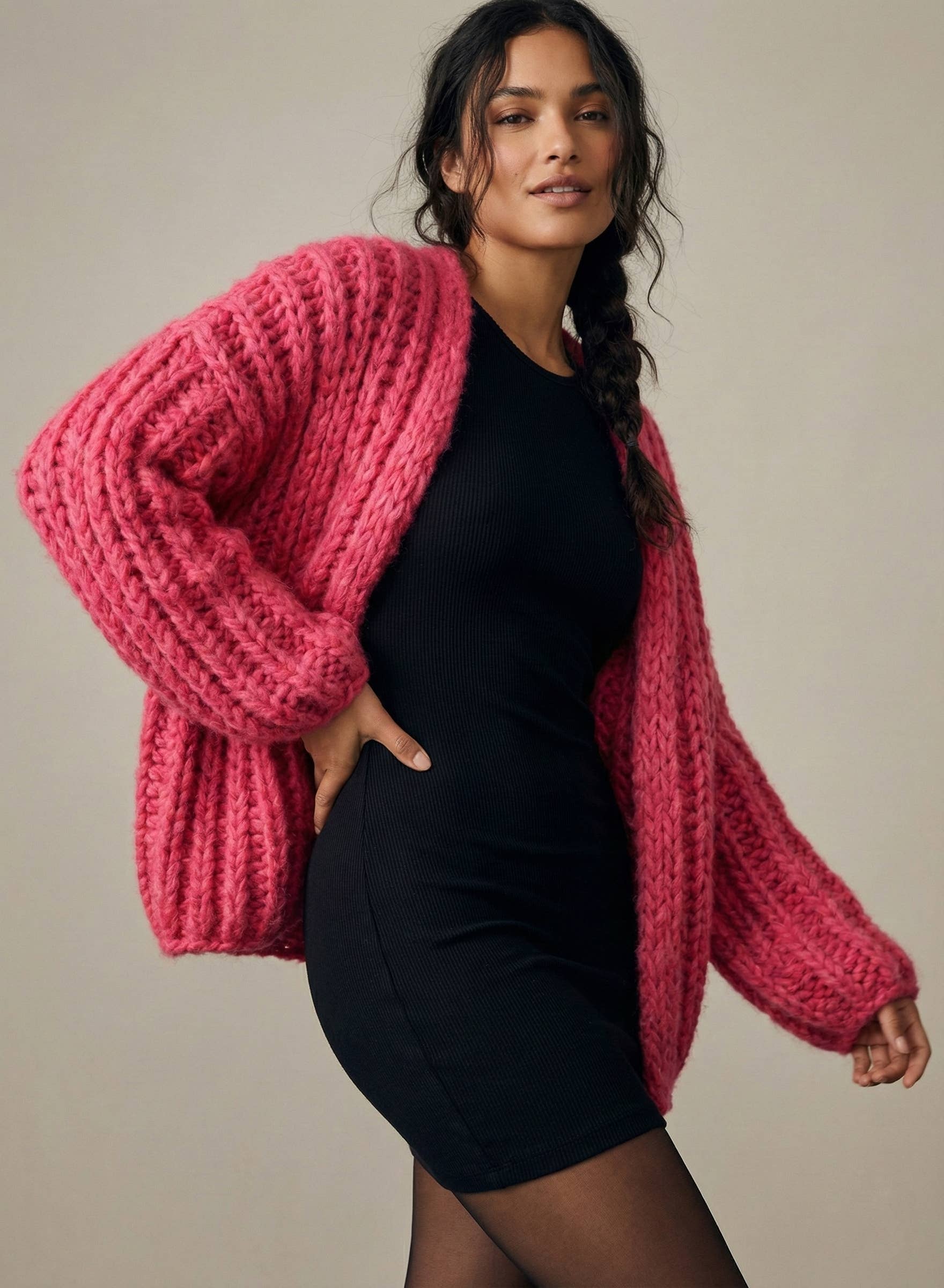SAACHI - Wholesale Cardigan - Women's - Chunky Oversized Knit Cardigan1