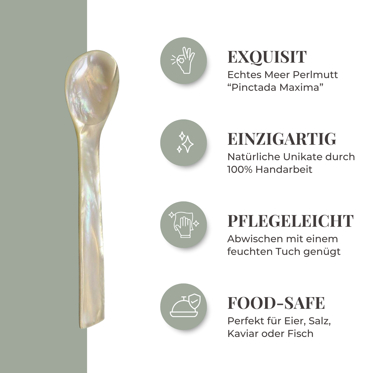 EDZARD - Wholesale Measuring Spoon - Mother-of-Pearl Caviar Spoon , high-quality, straight5