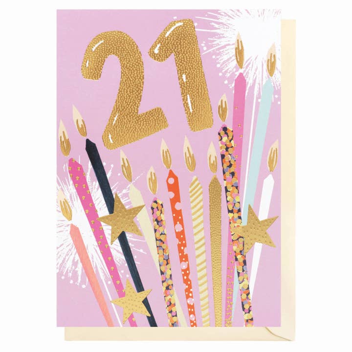 21st Birthday Candles | Female Birthday Card | Female Ages for wholesale by Louise Tiler