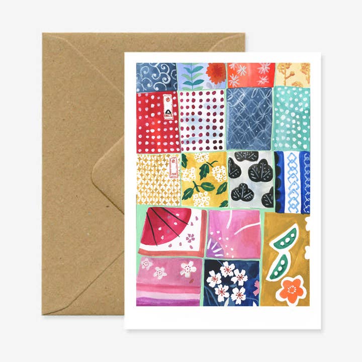 Marina Vandel - Wholesale Everyday Greeting Card - A6 double card "Japanese fabrics"0