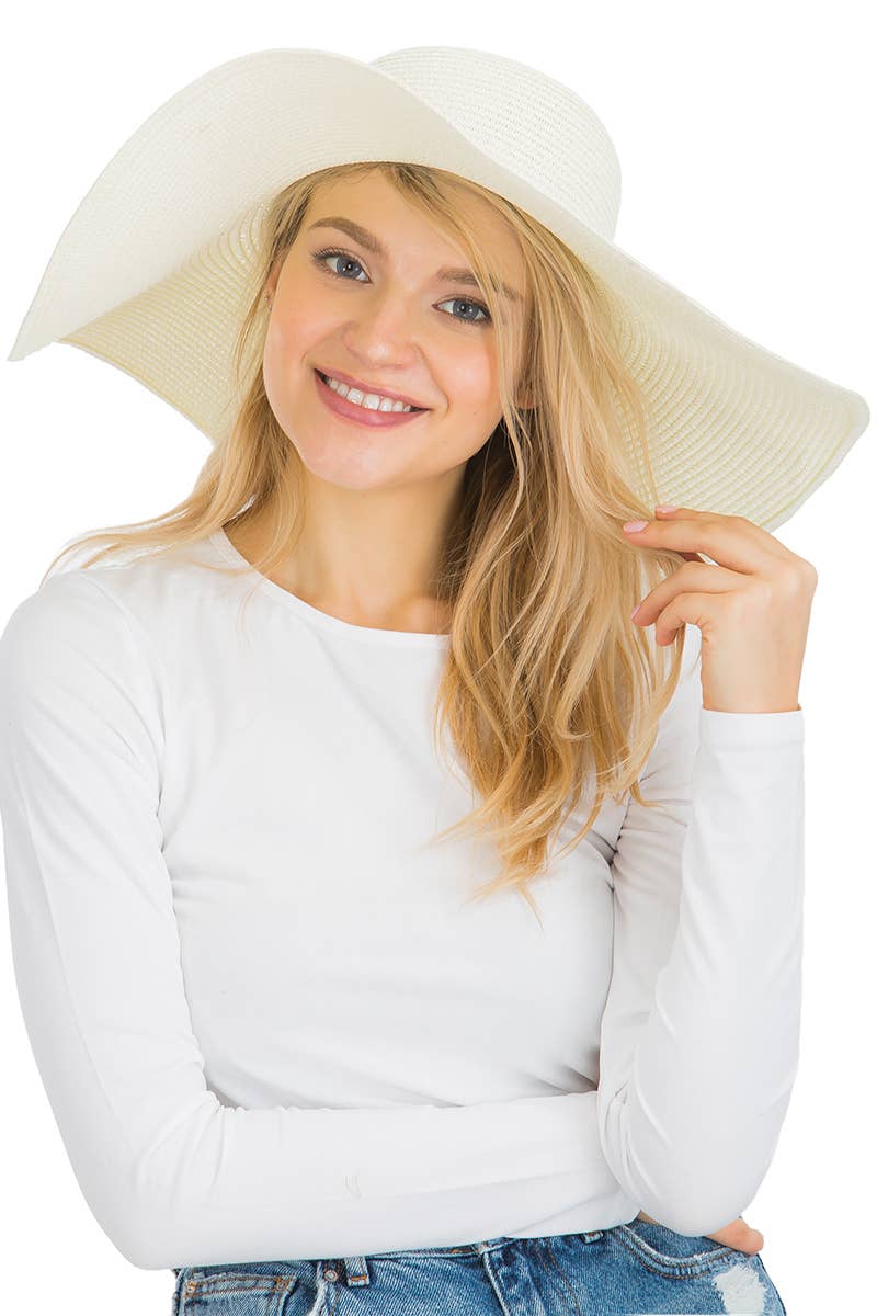 Cap Zone - Venta al por mayor Sombrero de paja - Mujer - Sombrero de sol de paja con tejido apretado, color sólido y ala ancha flexible30