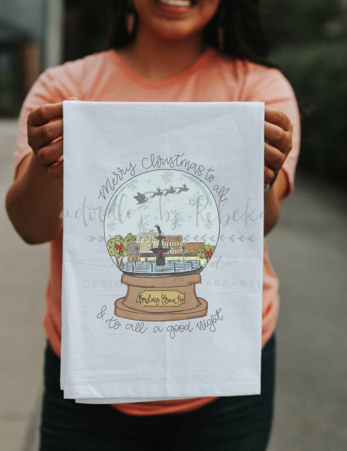 Doodles By Rebekah - Wholesale Tea Towel - Bowling Green, KY Snow Globe Tea Towel