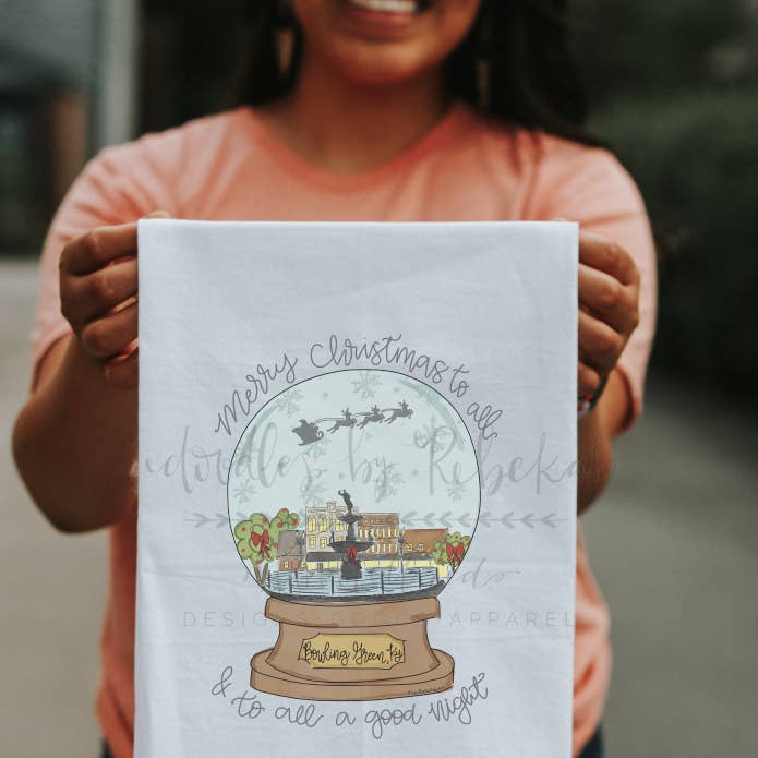 Doodles By Rebekah - Wholesale Tea Towel - Bowling Green, KY Snow Globe Tea Towel0