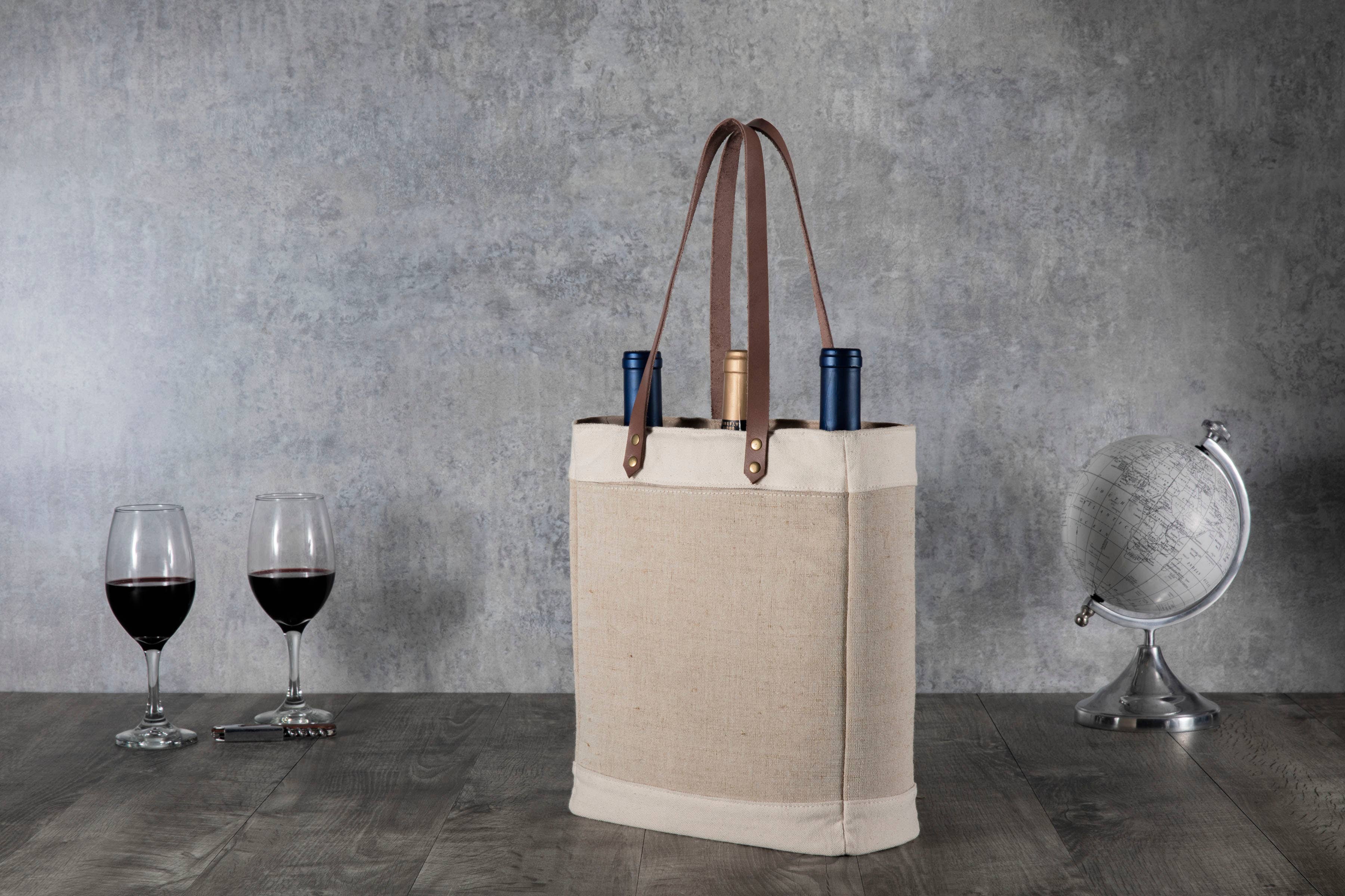 Beige Pinot Jute 3 Bottle Insulated Wine Bag for wholesale on Faire6