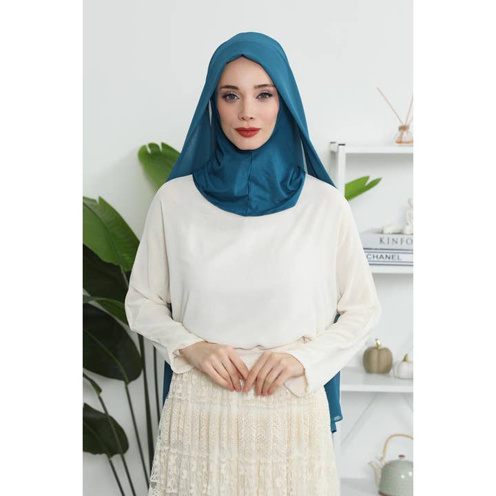 Aisha's Design - Wholesale Hijab – Women’s - Instant Chiffon Shawl Headscarf for Women with Cotton Bonnet Chiffon Turban Cap, Ready-to-Wear Soft Chiffon Shawl Instant Hijab Wrap,PS-46164