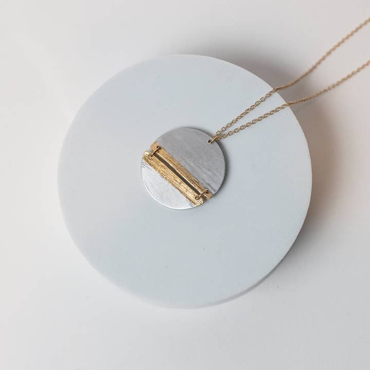 The Space Between Aluminum & Gold Plated Necklace for wholesale by Mend on the Move