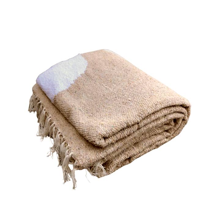 West Path - Wholesale Throw Blanket - Moon Phases Blanket - Mexican Yoga Blanket Tan Beige White4