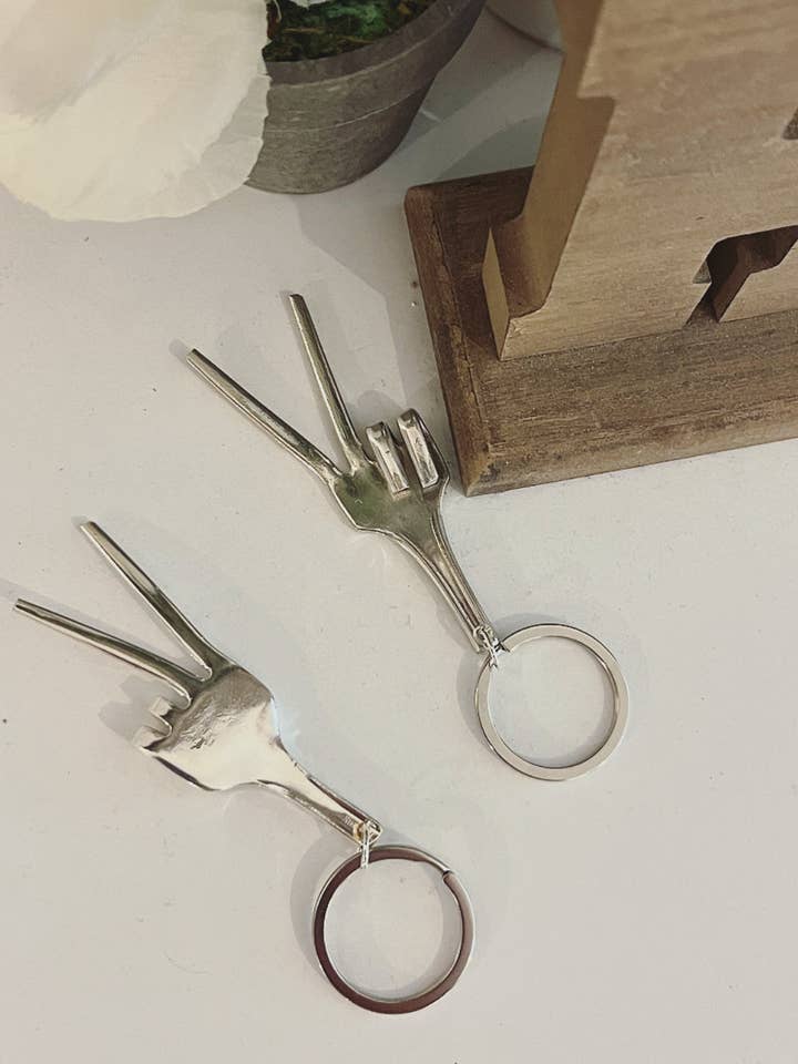 Vintage Fork Peace Sign Keychain for wholesale by Spoon Jewelry By Emily