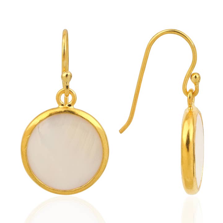 NATURAL MOTHER OF PEARL DROP EARRINGS for wholesale by Chakarr Jewelry