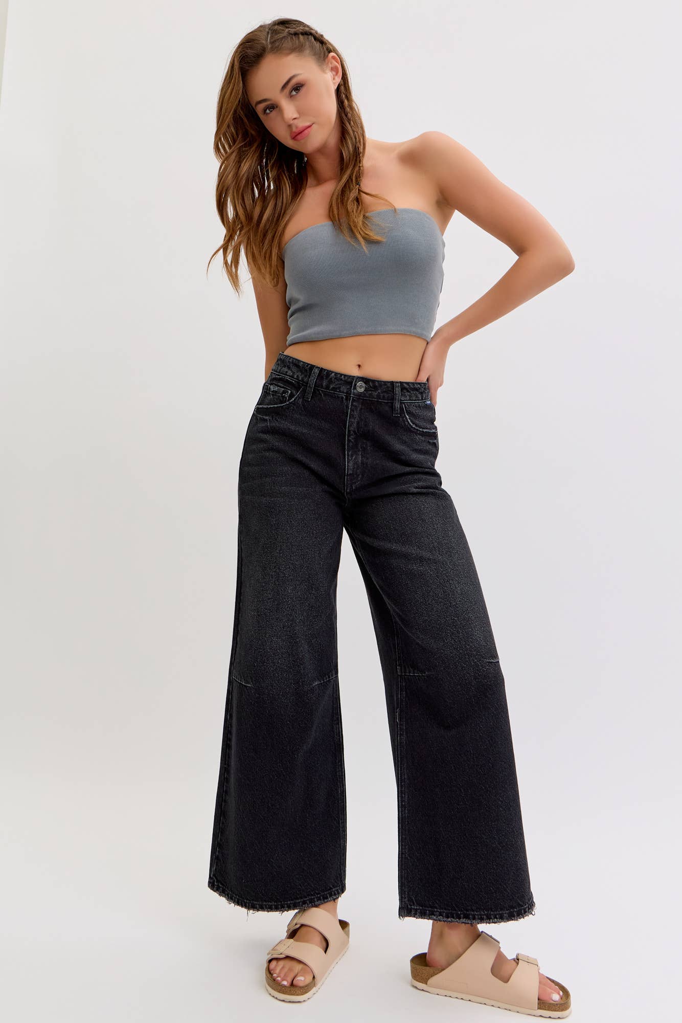 Cello Jeans - Wholesale Jeans - Women's - High Rise Crop Wide Leg [AM99748WB]3