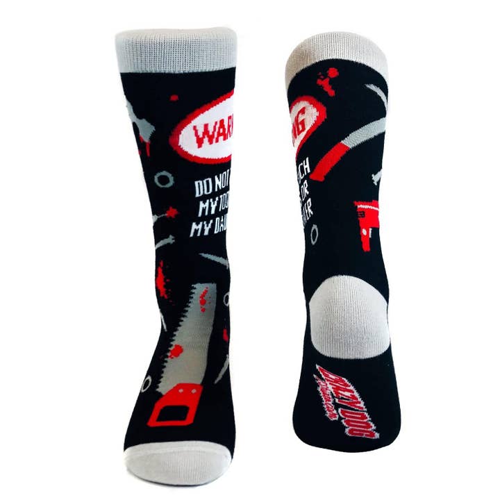 Black Mens Don't Touch My Tools Or My Daughter Socks Dad Joke for wholesale on Faire