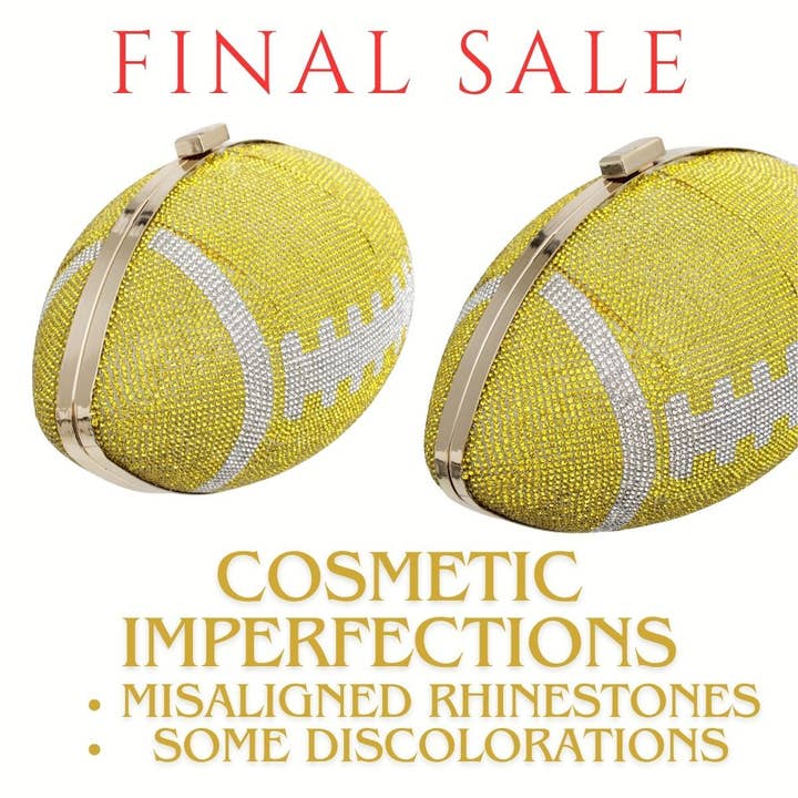 PinktownUSA - Wholesale Clutch Bag - Women's - FINAL SALE Yellow Bling Football Clutch1