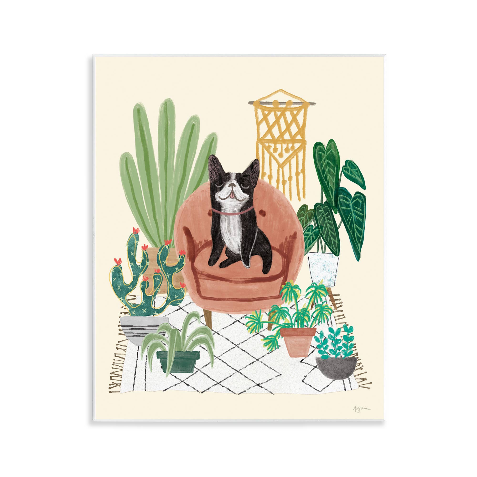 Stupell Industries - Wholesale Wall Sign - French Bulldog & Plants - Unframed Wall Art0