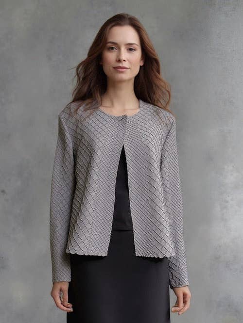 Pleating Jacket- Waffle Weave (Grey) for wholesale by Ellyndale