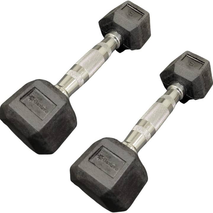 Bintiva - Wholesale Fitness Equipment - Rubber Coated Hexagon Dumbbells - Set of 2