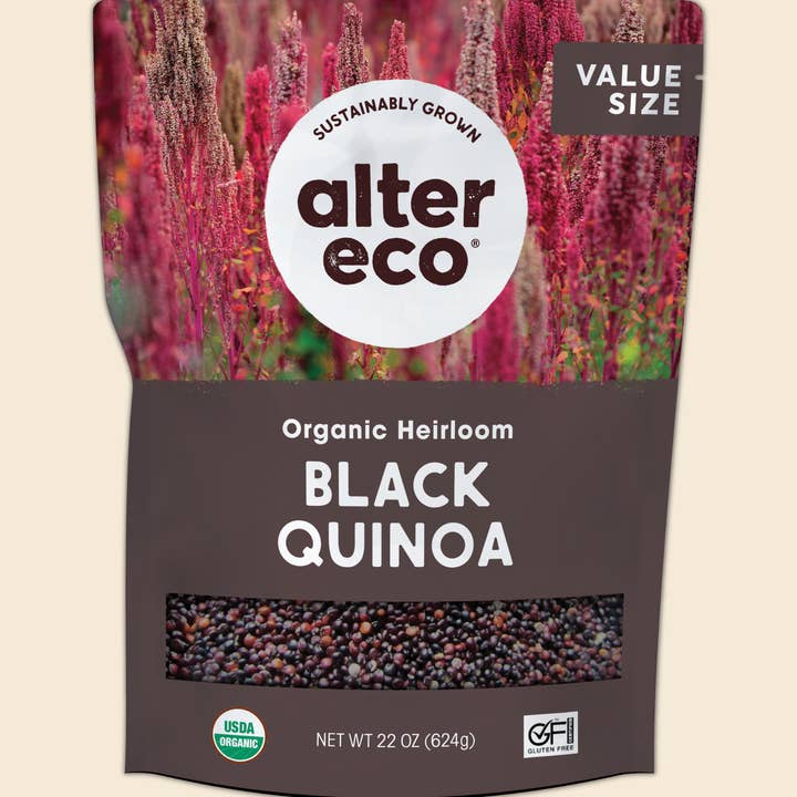 Alter Eco - Wholesale Whole Grains - Black Heirloom Quinoa, Value Size 22oz Bag