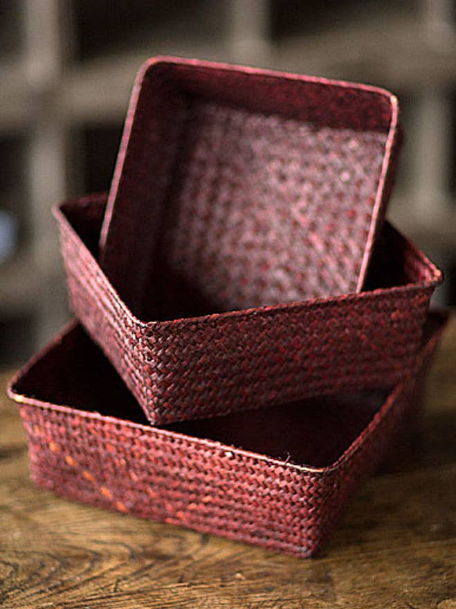 Röd rotting & Trådbrickor - uppsättning av 3 för wholesale av Vagabond Vintage