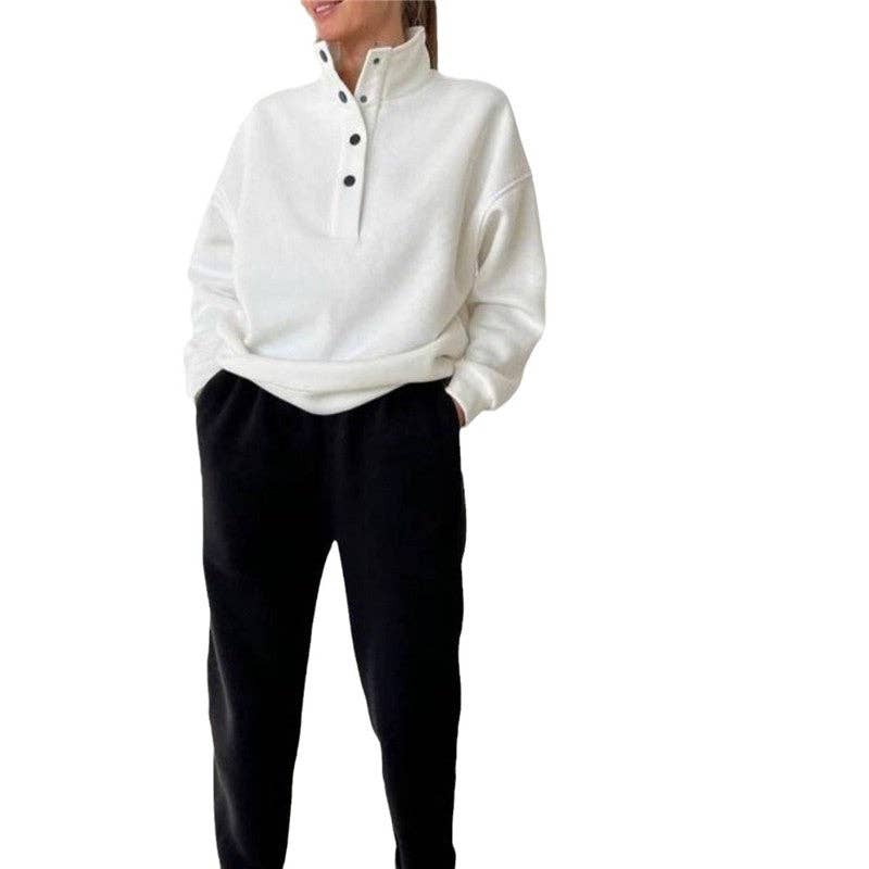 UZ Wholesale Store – Conjuntos Casual - Mulher por atacado – Conjunto casual de moletom de manga longa e calça lisa2