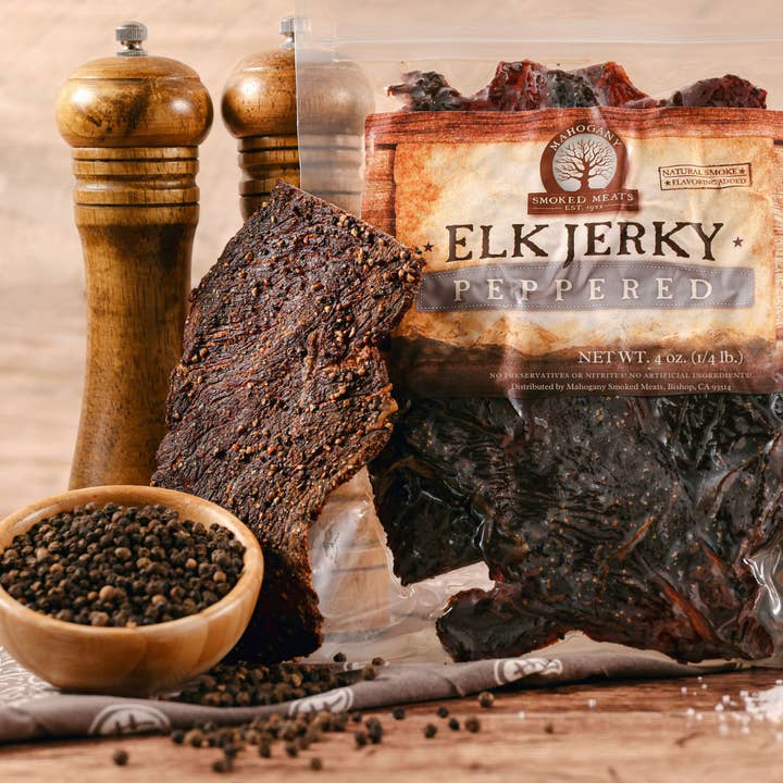 Mahogany Smoked Meats - Wholesale Jerky - Black Peppered Elk Jerky - All-Natural, 3oz5