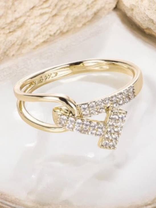 Nageltema med CZ-stenar Ring 14K Guldpläterad för wholesale av Divina Jewelry & Accessories LLC