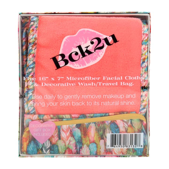 Arkwright Home - Wholesale Makeup Remover - Makeup Eraser Towels - Set of 5/Box & Travel Bag -Feathers4