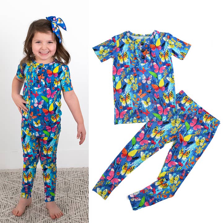 Conjunto de Dos Piezas de Bambú para Niños Pequeños con Volantes Aurora Butterfly para venta al por mayor de Gigi and Max