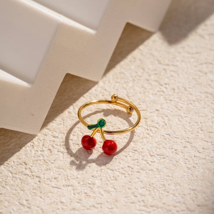 COSMOS - Wholesale Band/Stacked Ring - Refined Red Cherry Ring – Adjustable Stainless Steel0