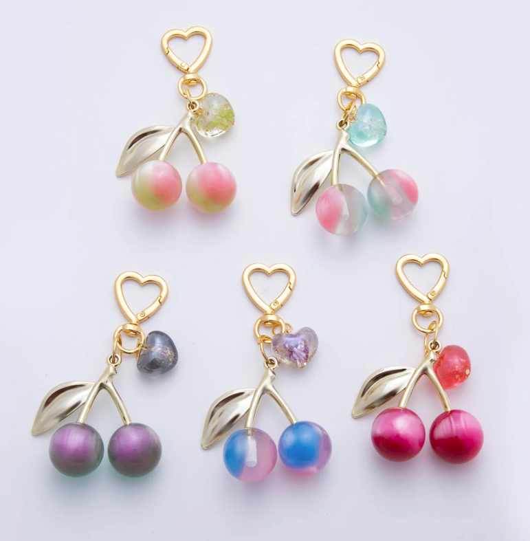 Multicolor Colorful cherries bag charm cash and carry only keychain ✦ BC-001 for wholesale on Faire0