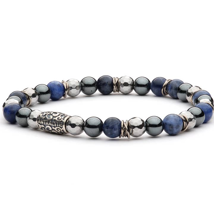 Bracelet homme TEQUILA de la collection COCKTAIL en argent 925 vieilli et pierres naturelles pour la vente par Antracite
