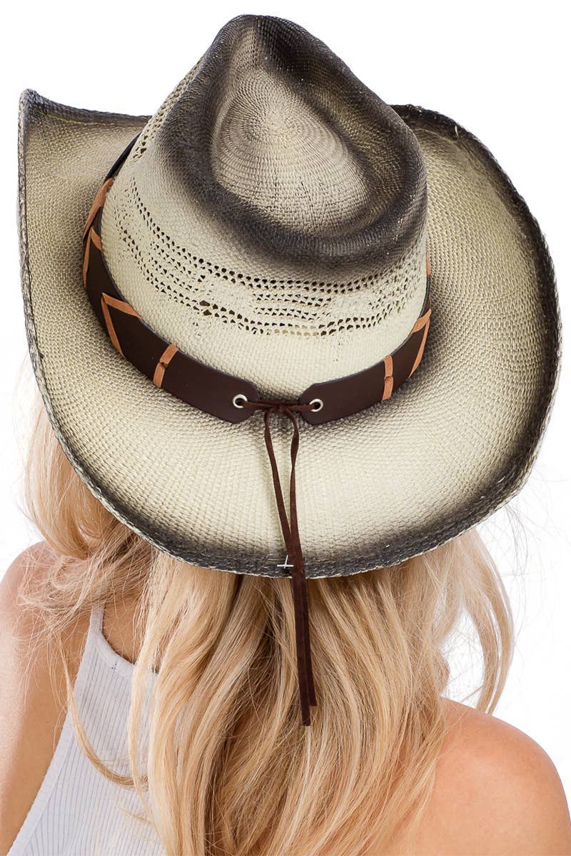 SÅSOM VISAS Longhorn Emblem Bälte Ombre bränd halm cowboyhatt för wholesale på Faire2