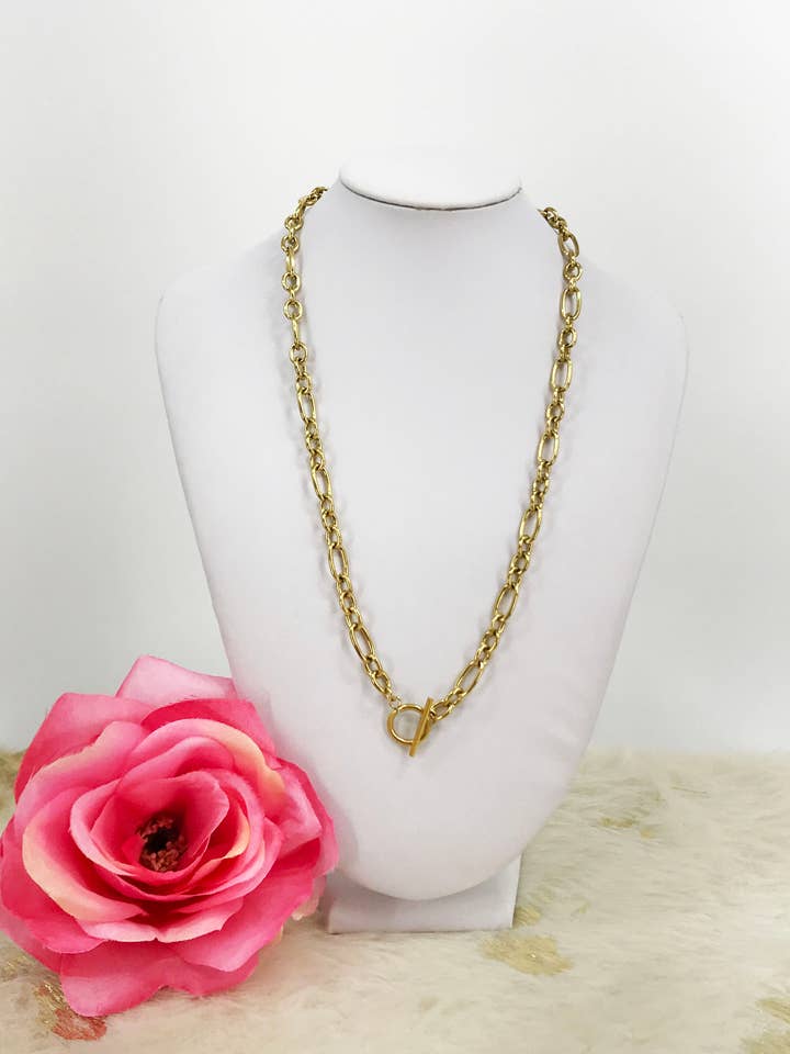 Figarokette aus Edelstahl - N772 für den Großhandel von Magnolia & Peach Jewelry Boutique, LLC