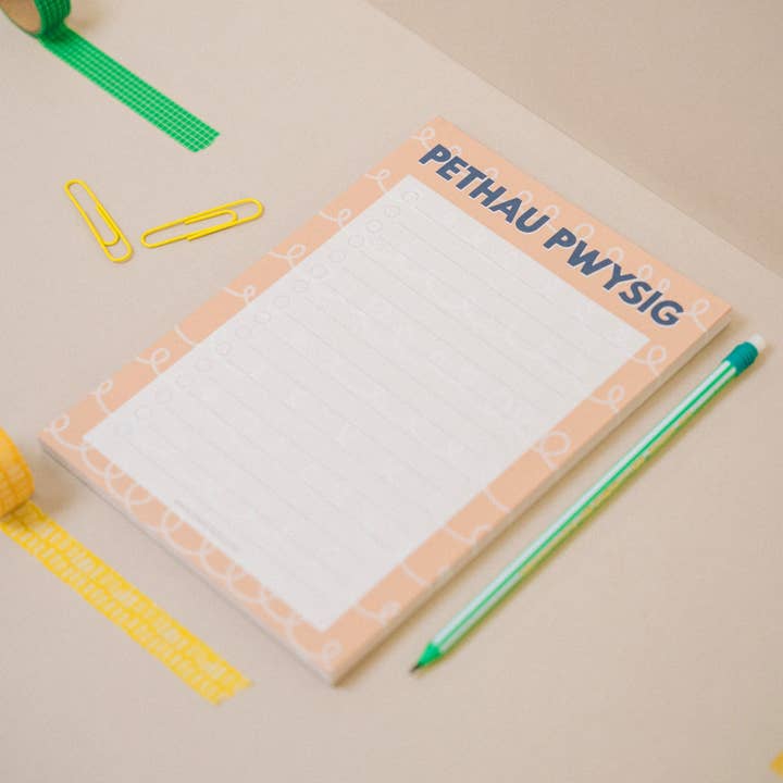 Welsh lijstblok 'Pethau Pwysig' A5 voor wholesale door Draenog