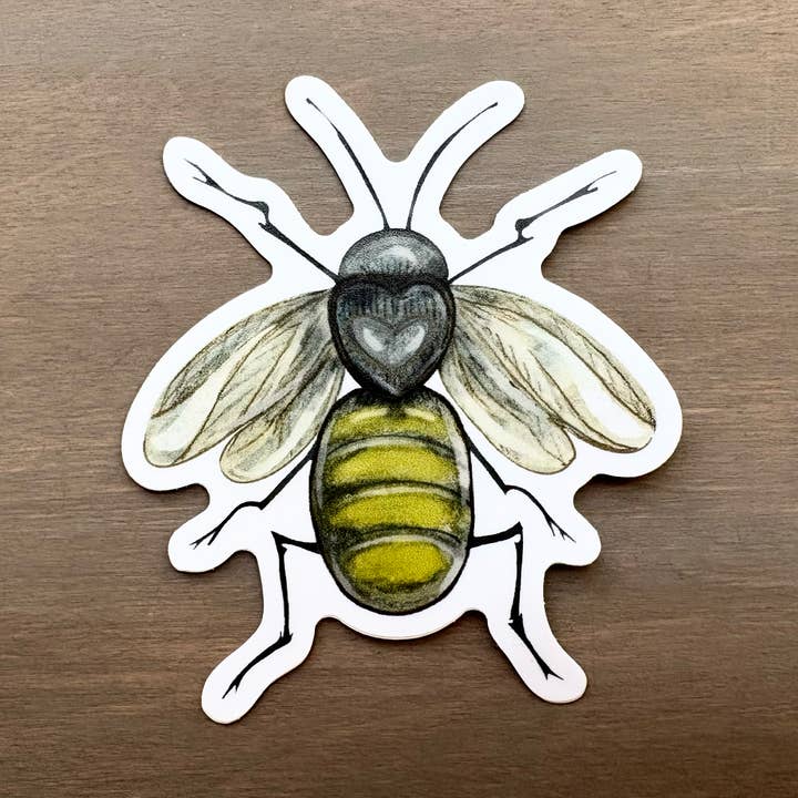 Fly With A Heart Hand Drawn Waterproof Vinyl Sticker for wholesale by Maryellen Kim Art And Design