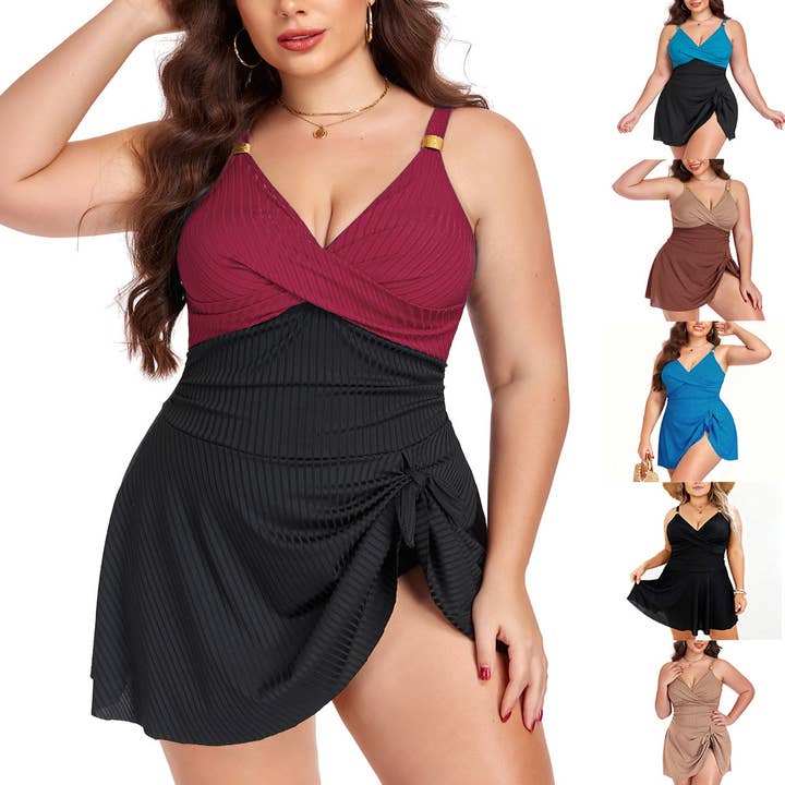 Plus Size Women's One-Piece Swimsuit With Padding for wholesale by SALINA TRADING INC