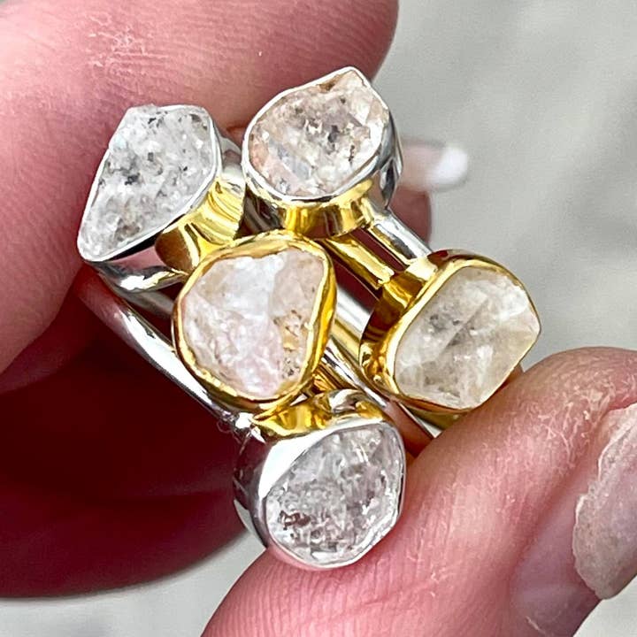 Herkimer Diamond Stacking Rings for wholesale by Desiderate